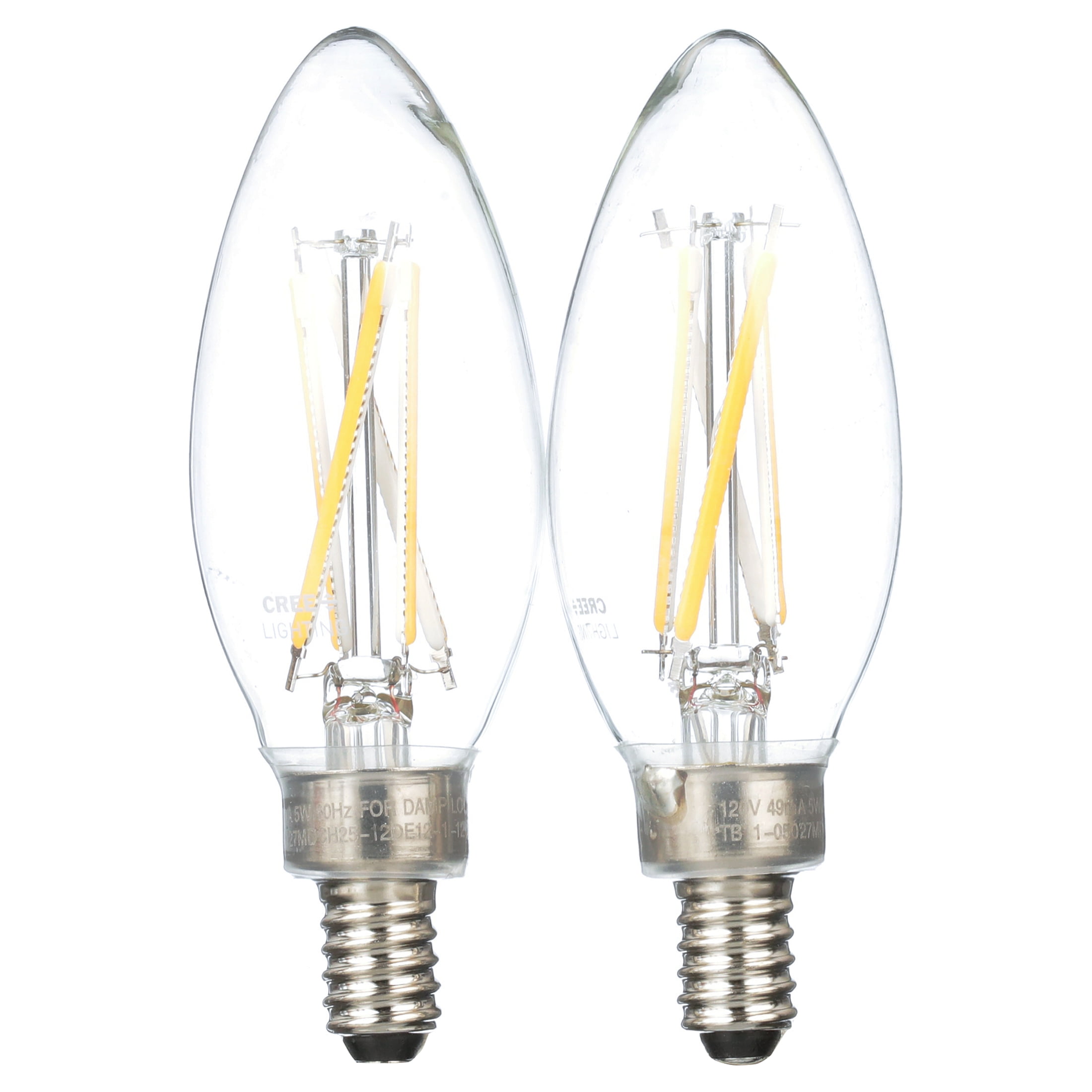 lobby daarna Onderdompeling Cree Lighting B11 Clear Glass Filament Candelabra 60W Equivalent LED Bulb,  500 lumens, Dimmable, Soft White 2700K, 25,000 hour rated life, 90+ CRI |  1-Pack - Walmart.com