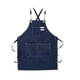 thumbnail image 5 of Qarigey Delantal de trabajo Cafeshop Disfraz Algodón Ampliamente aplicable Mano de obra Lavable Servicio de cocina Traje Multicolor Azul Azul marino 2piezas, 5 of 6