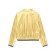 thumbnail image 5 of Haitryli Women's Sparkly Holographic Lightweight Bomber Jacket Shiny Metallic Zipper Up Coat Gold XXL, 5 of 6