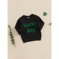 thumbnail image 5 of Newborn Baby Boy Girl St Patrick's Day Outfit Fuzzy Clover Embroidery Long Sleeve Sweatshirt Top Cute Spring Clothes, 5 of 8
