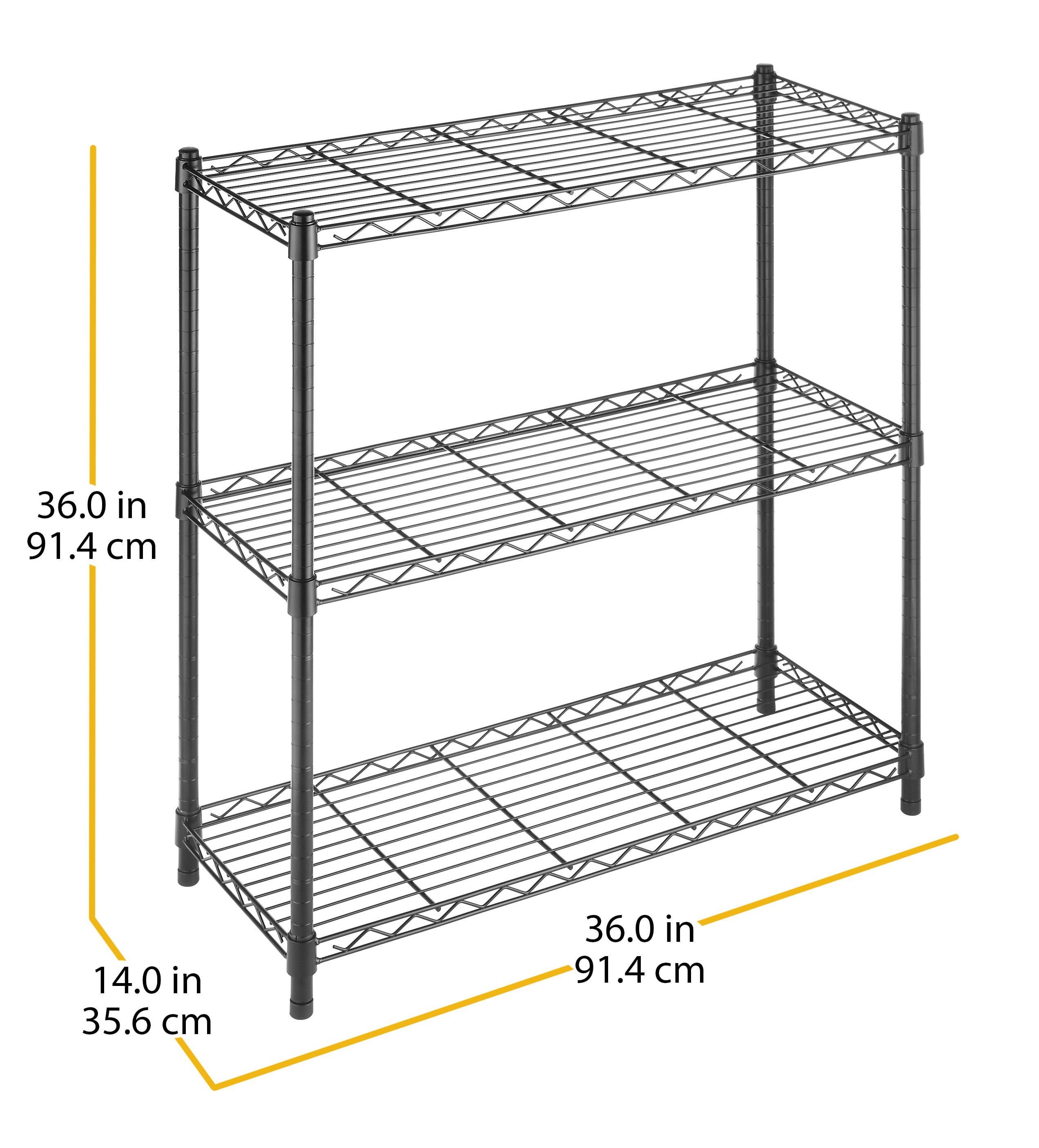 Whitmor Supreme 3-Tier Shelves, Black