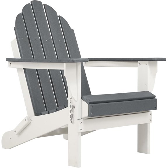 PRZL Outdoor All-Weather Folding Adirondack Chair for Patio, Garden, Backyard, Lawn, Fire Pit, Gray