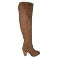 thumbnail image 3 of Forever Women Block Stacked High Heel Over the knee Thigh High Boots Side Zipper Back Lace CAMILA-58 Light Brown Tan 7.5, 3 of 4