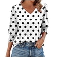 thumbnail image 2 of Jsaierl Women's 3/4 Sleeve Tops Plus Size V Neck Shirts Cute Print Petite Blouses Flowy Vacation Tunic Top S-2XL, 2 of 5