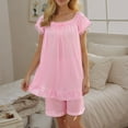 thumbnail image 3 of Tnhcen Women's Short Nightgown Set Short-Sleeves and Shorts Lightweight Fabric Nightwear Set Homewear Free Size, 3 of 5