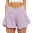 thumbnail image 2 of Zedker Womens High Waisted Athletic Shorts Ruffle Tiered Running Workout Tennis Shorts with Build in Shorts 2026 Purple M, 2 of 4