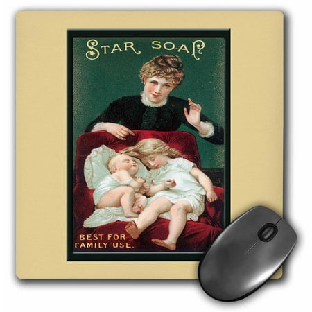 3dRose Star Soap Best for Family Use Victorian Era Woman, Small Girl and Baby in a Red Chair, Mouse Pad, 8 by 8