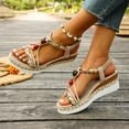 thumbnail image 5 of Wedge Sandals for Women Wedge Open Toe Summer Daily Shoes Outdoor Indoor Fashion Casual Summer Boho Thick Heel Comfy Sandals Women Beach Shoes, 5 of 8