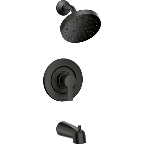 Moen Rinza Matte Black Single-Handle Posi-Temp Tub & Shower Faucet 82628BL Pack of 2