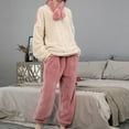 thumbnail image 4 of Lindreshi Pajamas for Women Set Women Sleepwear Winter Soild Pocket Long Sleeve+ Long Pants Pajama Suit, 4 of 9