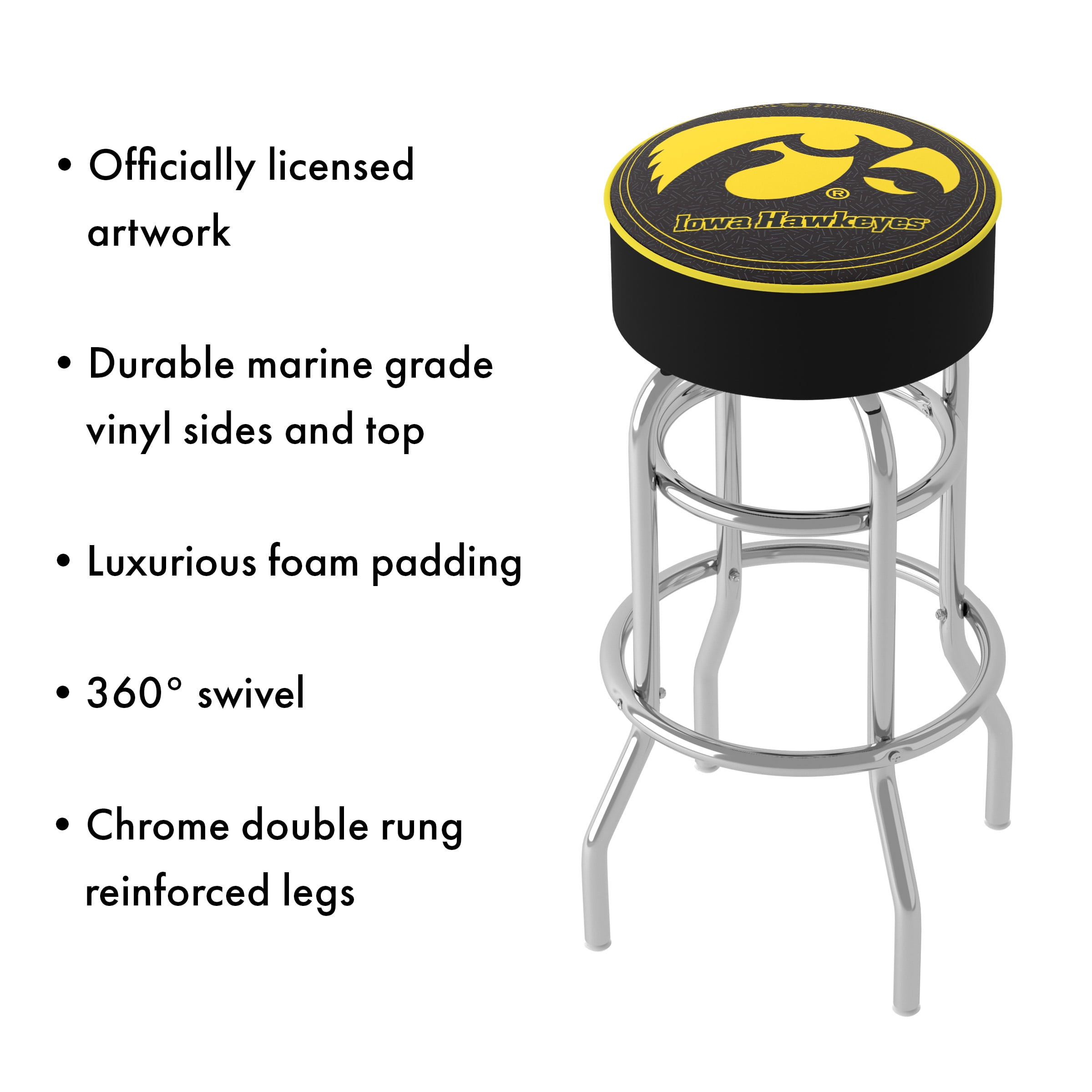 Trademark Gameroom University of Iowa Bar Stool with Padded Seat