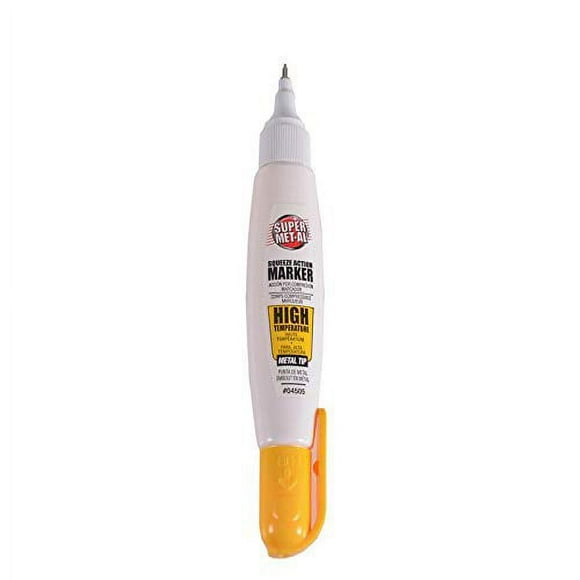 Super Met-Al Marqueur Haute Température à Pointe Métallique Action de Compression (Jaune) - Lot de 12