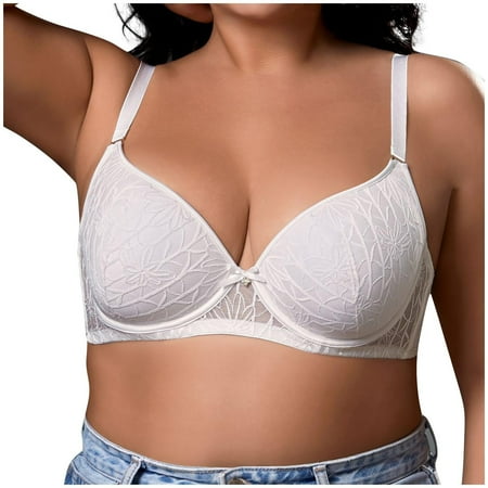 SMihono Sales Women s Push Up Lace Bra Demi Comfort Padded Add Comfy Underwire Lift Up Bra Soft Lace Sexy Plunge Bra White 30