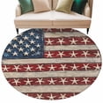thumbnail image 2 of 5ft Round Rug, Coastal American Flag Non-Skid Rubber Backing Large Area Rugs - Living Room Bedroom Home Office, Starfish Vintage USA Flag Indoor Floor Mat Carpets Washable Rug, 2 of 9