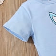 thumbnail image 5 of YDFCWXW Toddler Baby Boy Easter Outfits Bunny Letter Print Short Sleeve T-Shirt Tops Shorts Boys Summer Clothes Sets (Sky Blue, 3-4 Years), 5 of 9