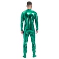 thumbnail image 2 of TiaoBug Men's Shiny Bodysuit Zentai Metallic One Piece Full Body Unitard Jumpsuit Stage Clubwear Green XL, 2 of 3
