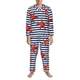 thumbnail image 3 of Fotbe Starfish Navy Blue Stripe Pijama de Hombre con Estampado de Manga Larga, Conjunto de 2 Piezas, Ropa de Dormir Suave y Cómoda con Bolsillos-Medium, 3 of 7