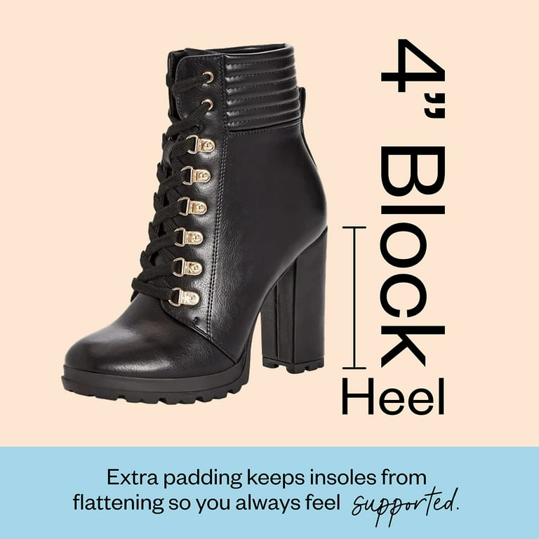 Lace Up Justfab Chunky Boots JustFab Shandee Black Lace-Up