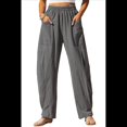 thumbnail image 2 of Pantalones de Verano para Mujer, para Vacaciones en la Playa, Cintura Alta, Pierna , Estampados, Holgados, Informales, Estilo Palazzo. Gris XL, 2 of 7