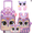 Purple Fox, variant on Kids Luggage Sets Carry on Suitcases with Wheels for boys 4 Piece Pink Toddler Travel Suitcase Set with Backpack Neck Pillow Portable Small Bag for Ages 6-12
