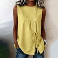 thumbnail image 7 of Dvprdro Womens Round Neck Tie Front Tank Top Linen Sleeveless Loose Fit Solid Summer Casual Tops, 7 of 7