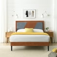 thumbnail image 3 of Gewnee Queen Size Platform Bed Frame with Upholstered Headboard,Solid Wood Slats Support,Adjustable Headboard for 8-14" Mattress,Sturdy Center Legs,No Box Spring.Orange, 3 of 8