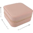 thumbnail image 5 of Una caja de almacenamiento de joyas (rosa, aproximadamente 10 x 10 x 5 cm), pequeño organizador de joyas de viaje, mini estuche de joyería para mujeres, almacenamiento de cuero sintético para anillos,, 5 of 5