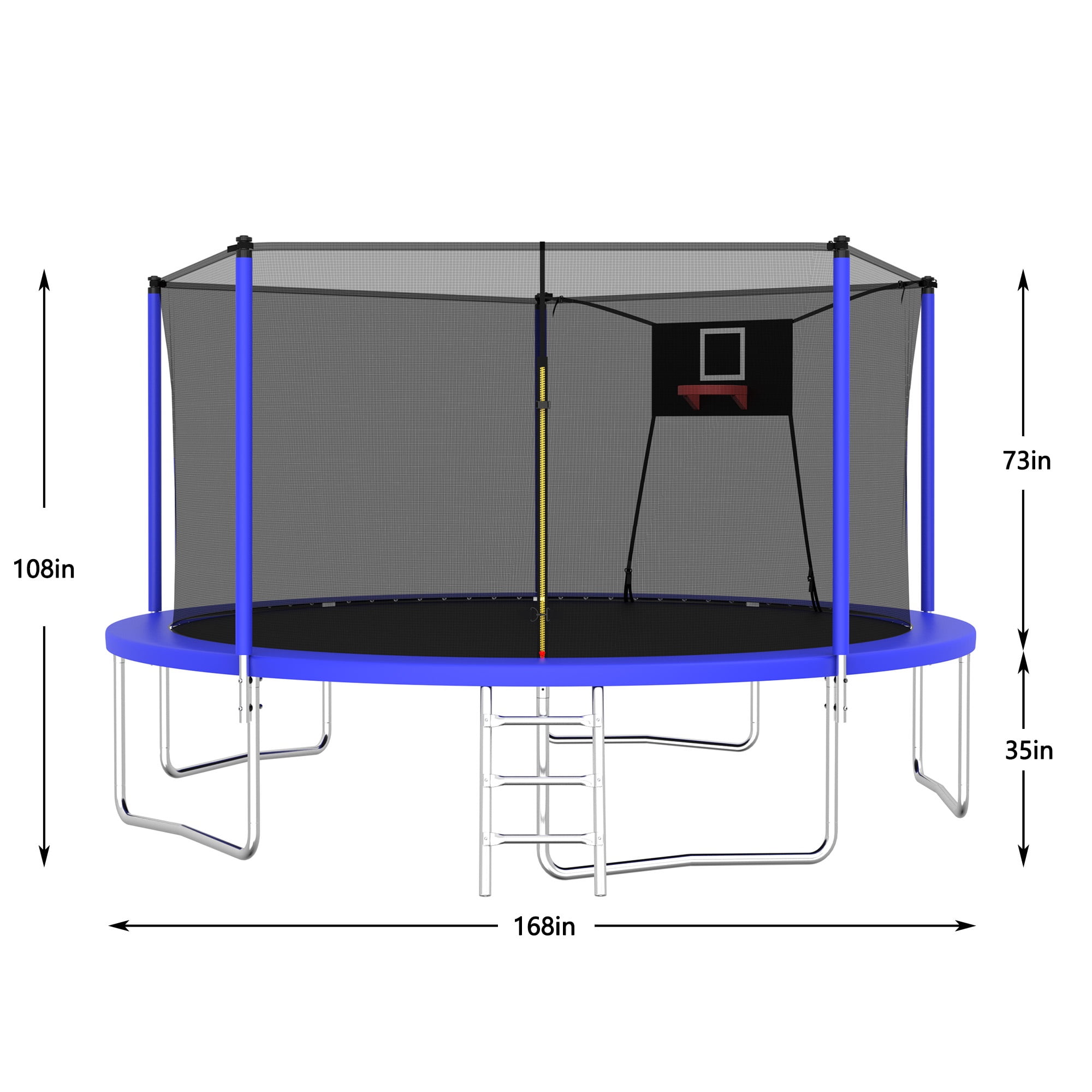CASEMIOL 14FT Trampoline Outdoor for Kids and Adults, 1000 LBS Weight Capacity, with Enclosure Net, Basketball Hoop, and Ladder – Recreational Trampoline for Family Fun, Blue