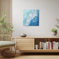 Blue Ombre Ocean Framed Canvas Wall Art, Teal Blue Swirling Sea Waves ...