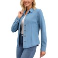 thumbnail image 4 of Camisa de mezclilla para mujer INSPIRE CHIC de manga larga, atuendos de primavera, camisa de botones vaquera, top L azul, 4 of 6