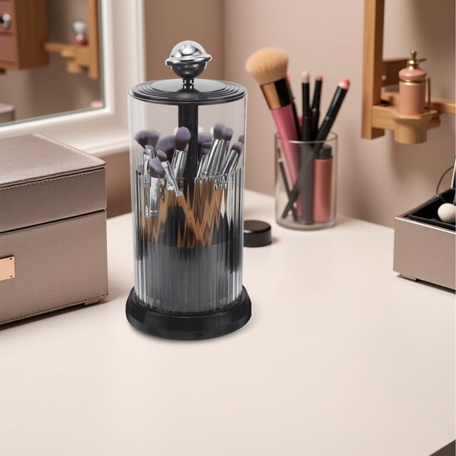 WEUVEB Organizador Giratorio Para Brochas Maquillaje Con Y Negro