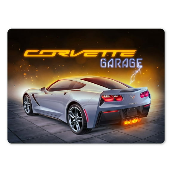 Corvette Garage Metal Aluminum Metal Decor Sign - 4x18 inches
