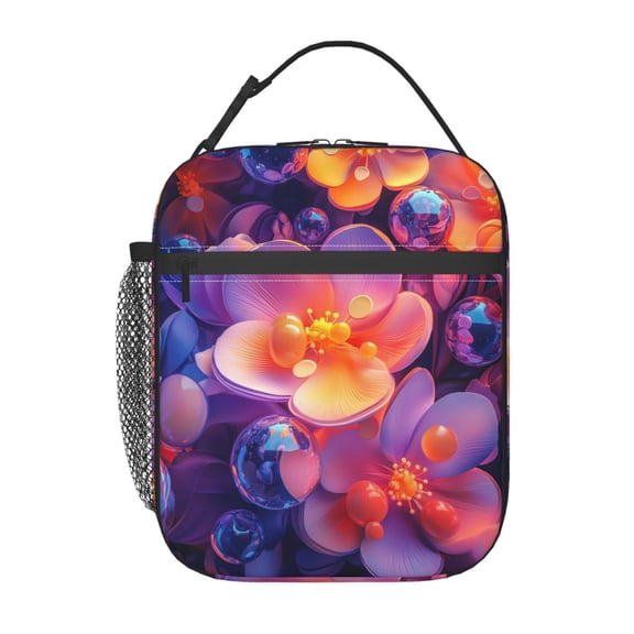 3D Bubble Floral Lunch Box Reusable Portable Lunch Bag Tote Bag for Work Picnic Hiking