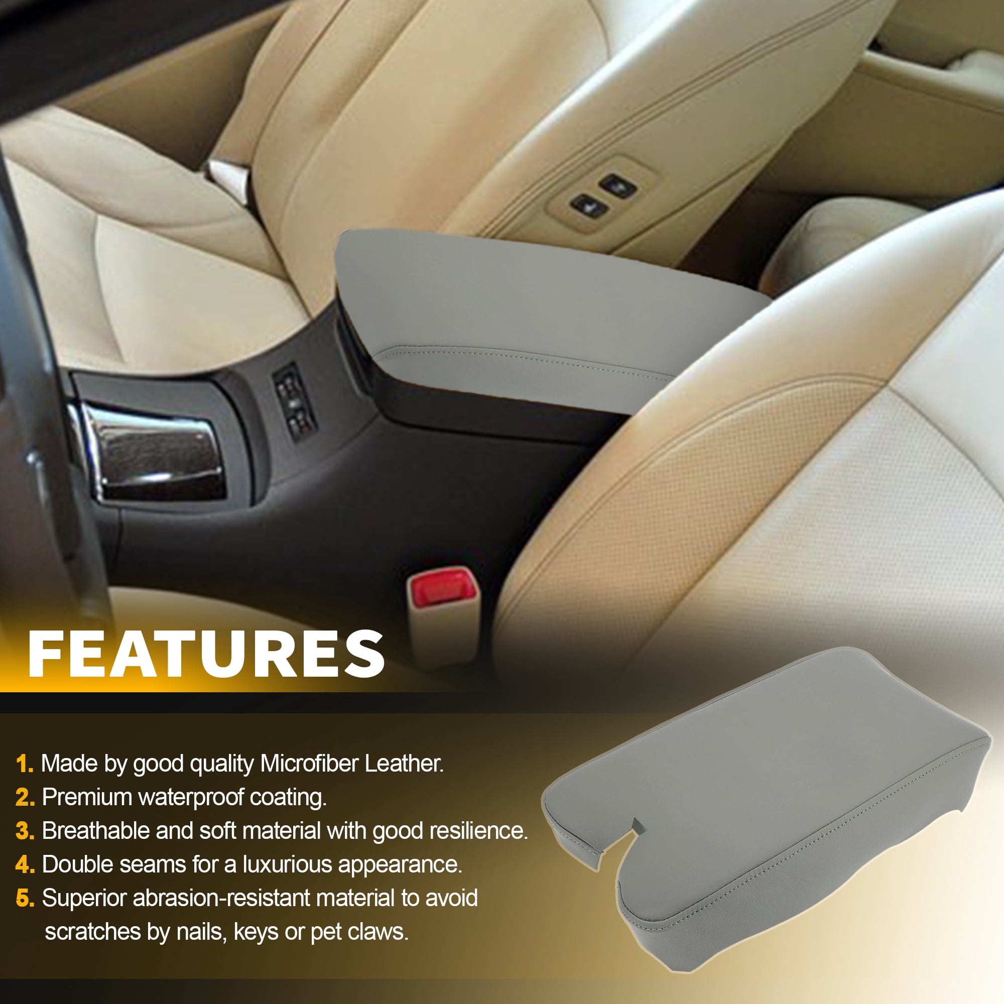 Unique Bargains Console Armrest Cover Gray for Lexus ES350 2007-2009 1pc