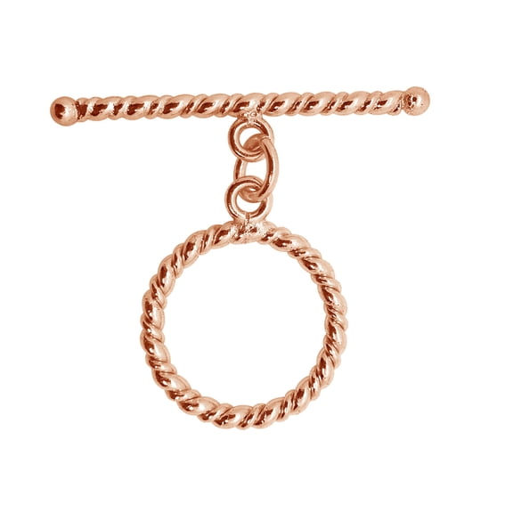 TRG-108 Rose Gold Overlay Simple round Ring & Bar roll by twisted wire Toggle 21MM Ring Size