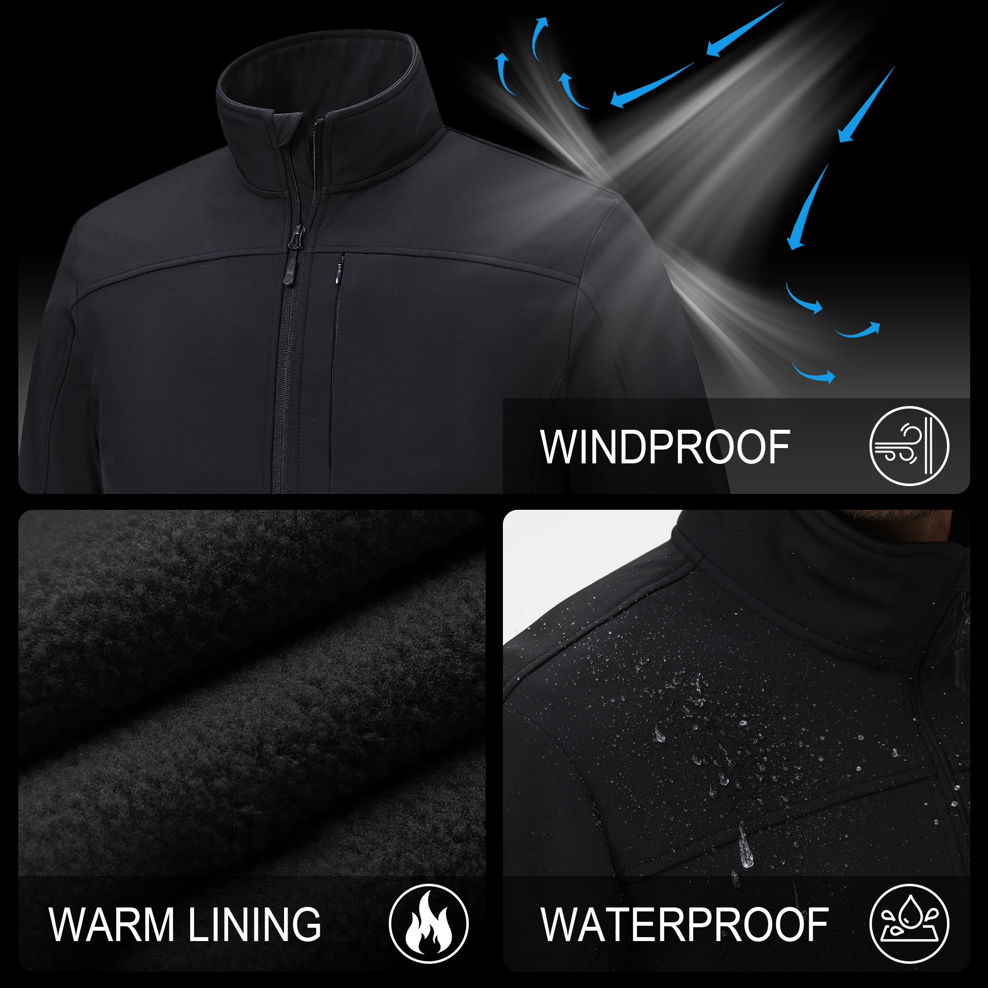 Muvtei Men's Fleece-Lined Softshell Windbreaker Jacket photo 8