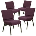 thumbnail image 3 of BizChair 4 Pack 21''W Stacking Church Chair in Plum Fabric - Gold Vein Frame, 3 of 11
