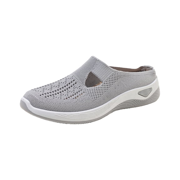 Women’s Breathable Slip-On Walking Shoes with Flexible Cushion Sole Comfortable Non Slip Casual Easy On Sneakers Gray 37