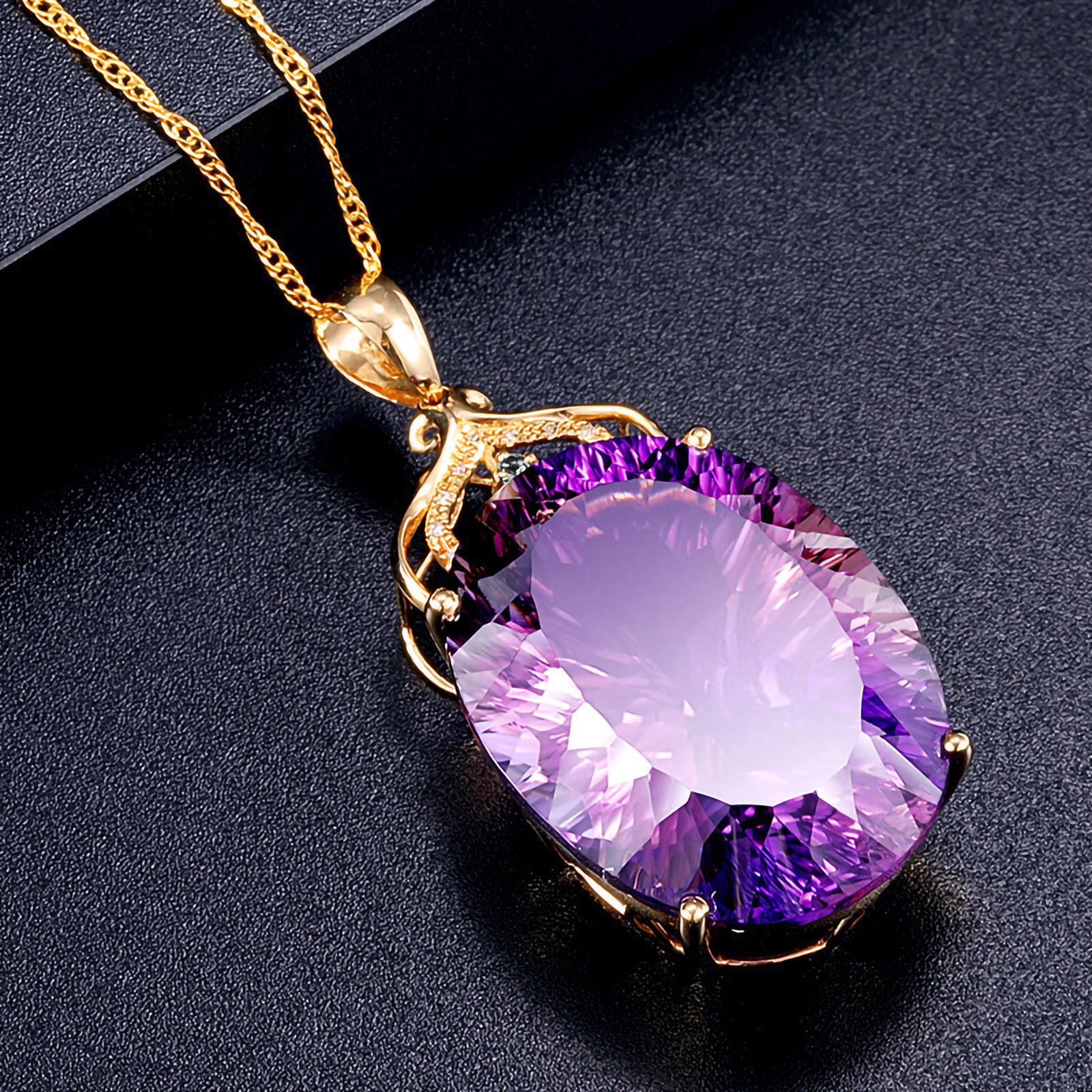 Apmemiss Wholesale European And American Ladies Fashion Luxury Amethyst Pendant Necklace Amethyst Gemstone Necklace Jewelry - image 3 of 8