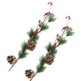 thumbnail image 4 of 2Pcs Artificial Pine Cones Stems Berry Stems Picks Christmas Party Decor Ornament, 4 of 8