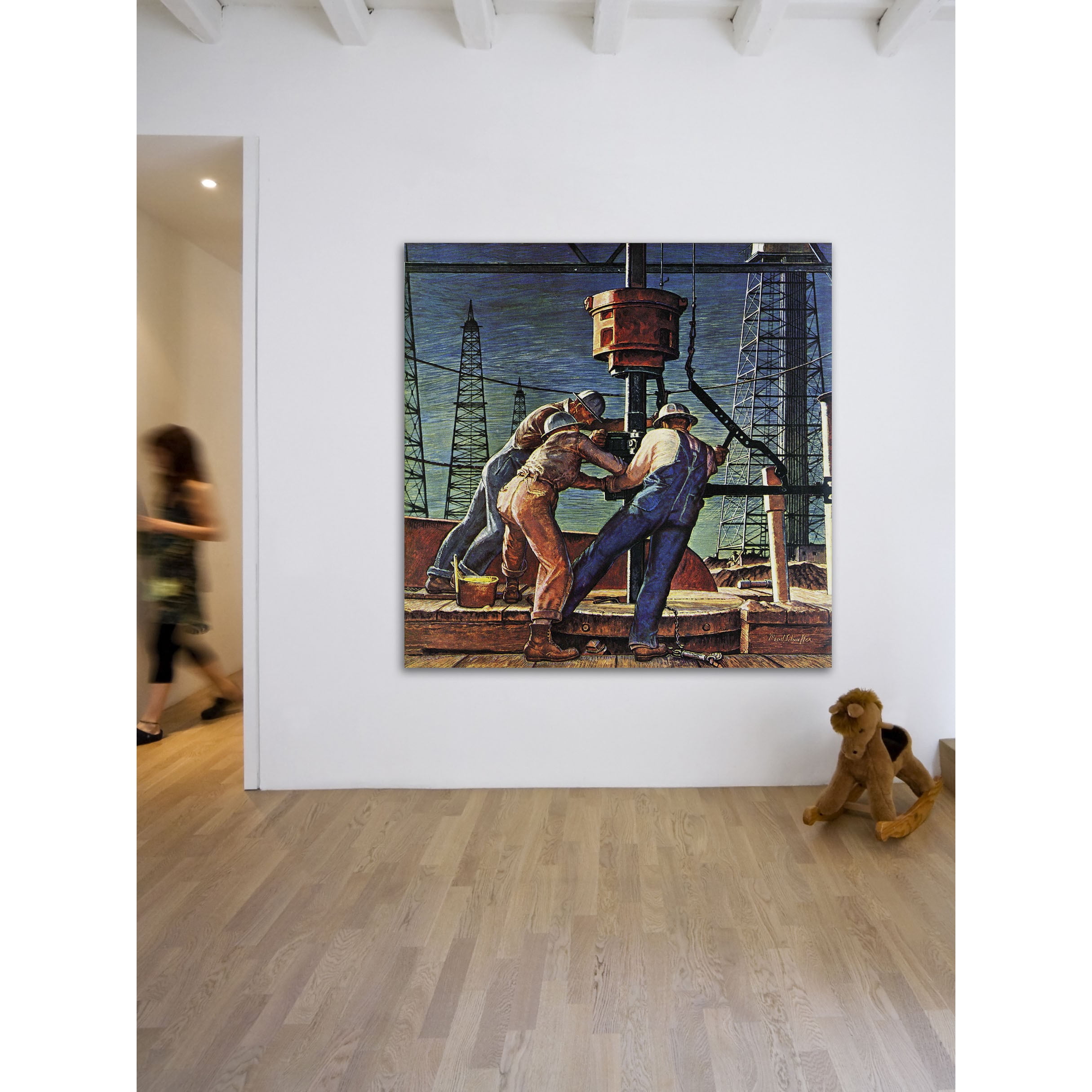 Marmont Hill Drilling for Oil by Mead Schaeffer Painting Print on Wrapped Canvas