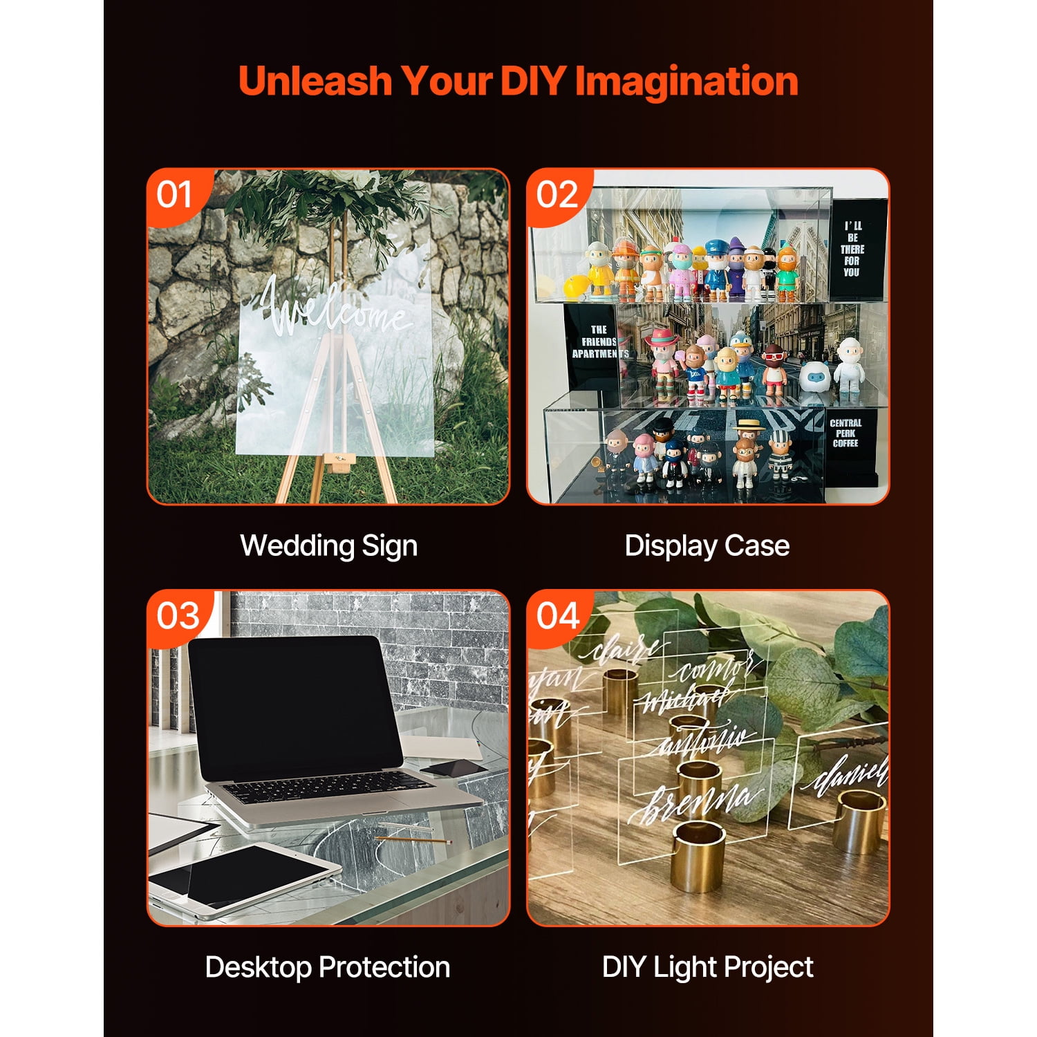 KFFKFF Clear Acrylic Plexiglass Sheet, Single Pack Plastic Panel, Dimensions 36 x 48 Inch with 1/4 Inch Thickness, Ideal for Craft Projects, Substitute Picture Frame Glass, DIY Exhibits