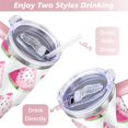 thumbnail image 5 of 40oz Cute Watermelon Pattern Stainless Steel Flip Straw Tumbler Spill Proof Travel Cup Double Wall Vacuum Insulated Coffee Mug with Top Handle, 5 of 6
