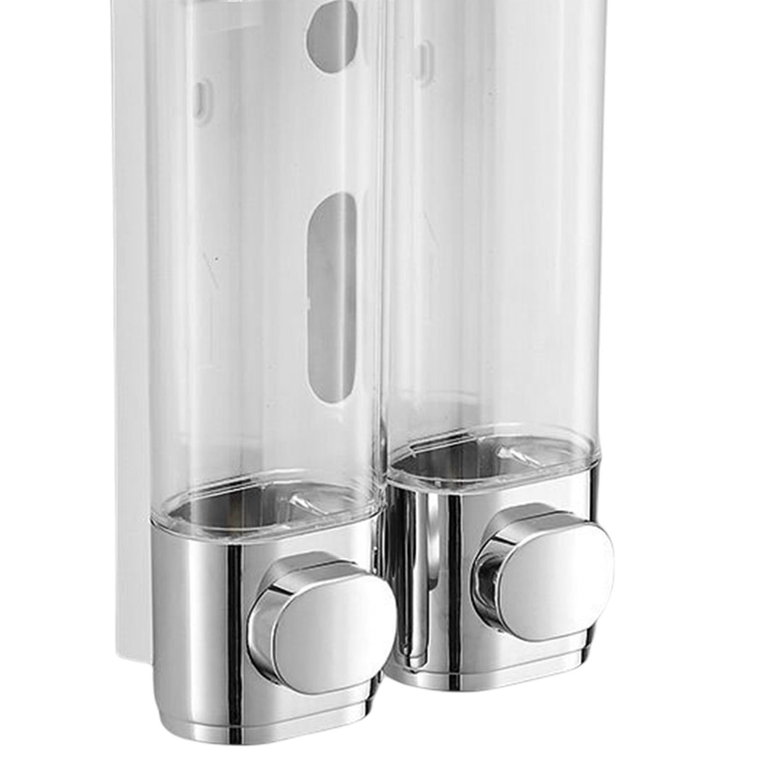Fiocias Hand Press Soap Dispenser Wall Mounted Container Bath Liquid Soap Dispenser for Silver Double