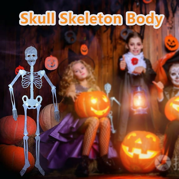 12.59in Luminous Green Skeleton Halloween Toy - Glow in Dark, 32cm Movable Plastic Skeleton Prop for Party, Haunted House, Cosplay, Trick or Treat, Scary Decoration