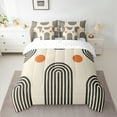 thumbnail image 2 of Manfei Strieps Abstract Bedding Comforter Set 7pcs, Orange Circle Geometric Queen Bedding Sets, Mid Century Minimalst Artwork Reversible Queen Sheet Sets, Super Cozy Room Decor, 2 of 7