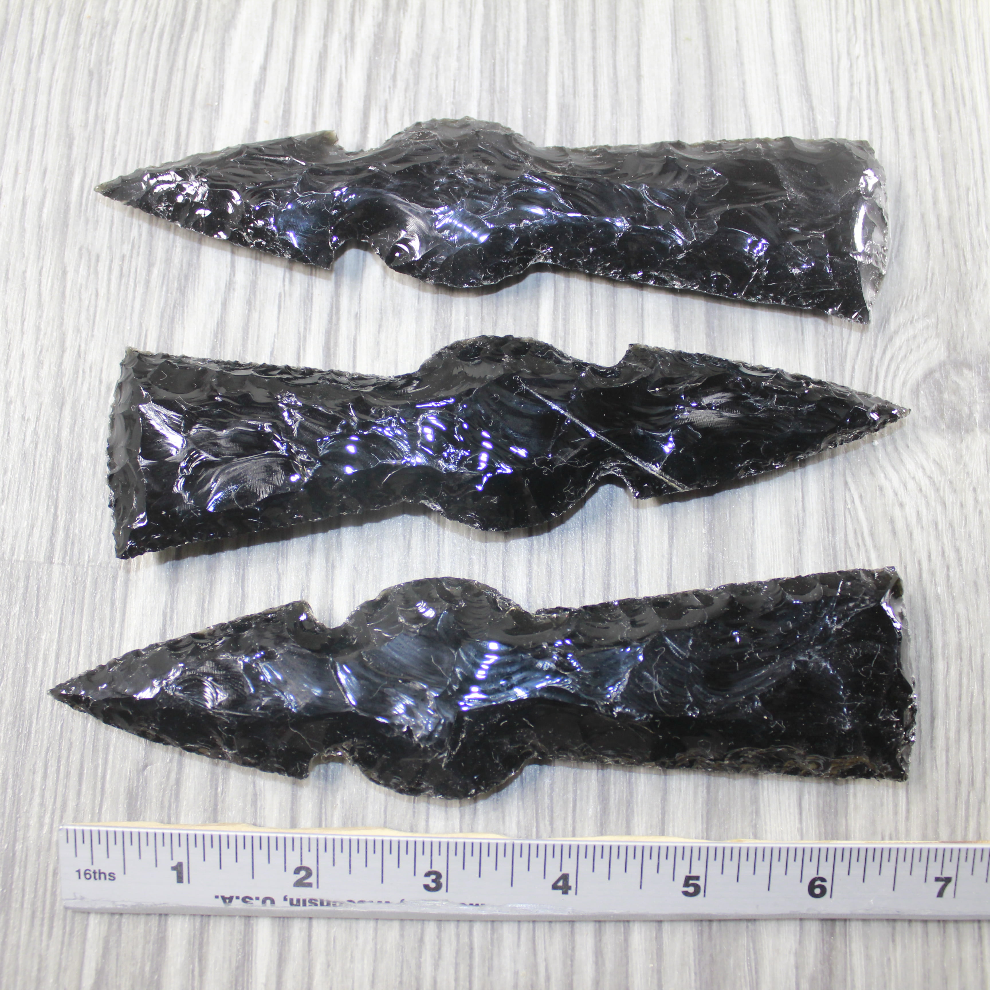 3 Obsidian Ornamental Tomahawk Heads #7444  Ax Axe Hatchet