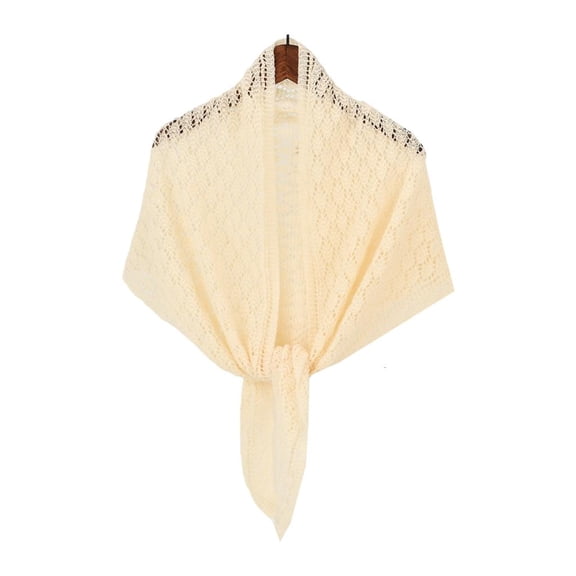 Stylish Crochet Shawl with Rhomboid Pattern Hollowout Shoulder Wrap for Party Wea