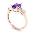 thumbnail image 2 of 1.5 ct Emerald Cut Natural Amethyst Three-Stone Engagement Ring for Women in 18K Rose Gold, 2 of 5