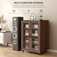 thumbnail image 3 of ELECWISH Media Storage Cabinet, Audio-Video Media Stand,Stereo Cabinet with 4 Height-Adjustable Shelves, AV Rack with Glass Doors for Meeting, Living, Recording Room, Brown, 3 of 9